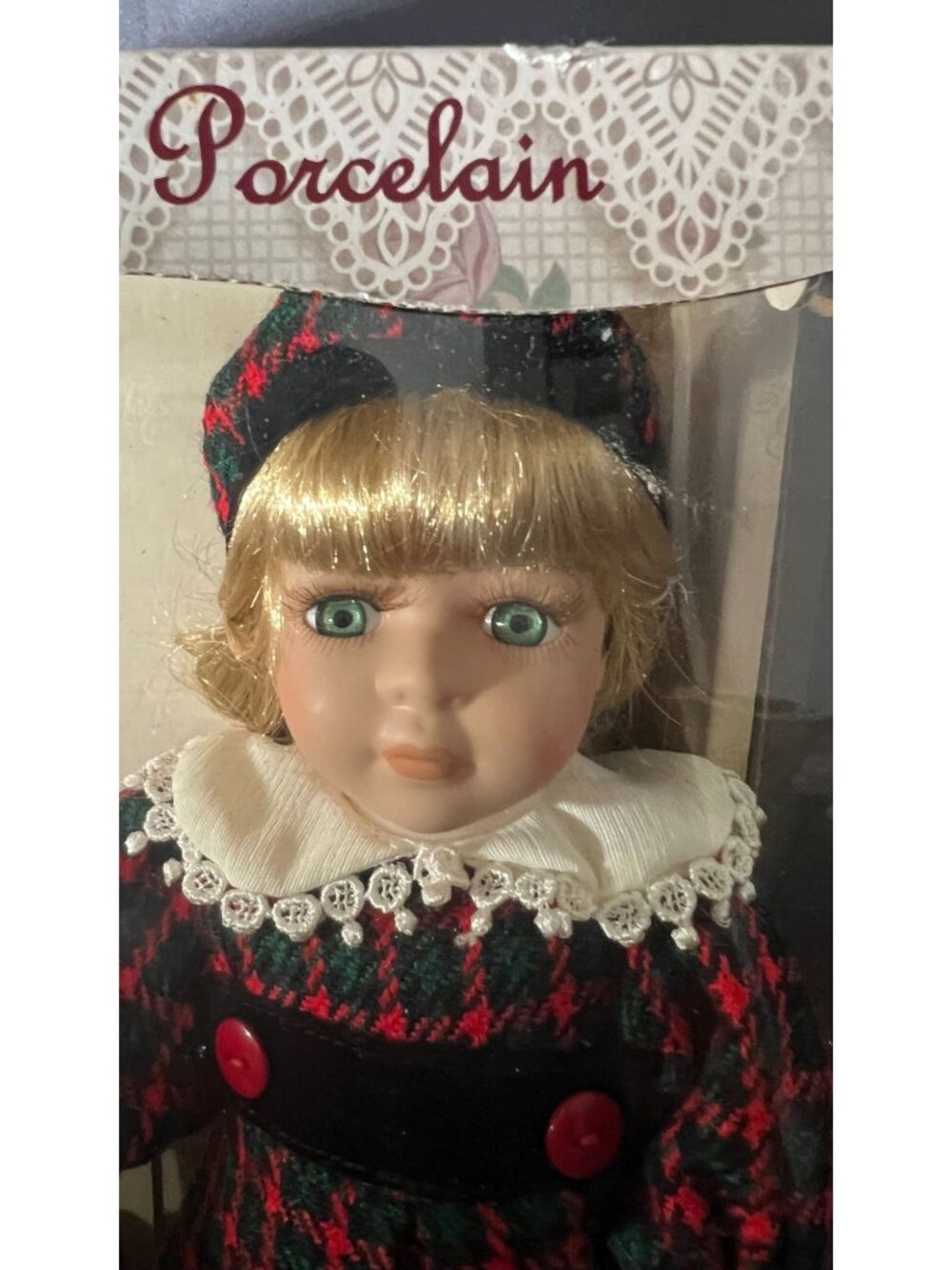 Genuine Fine Bisque Porcelain Doll W/ Flowers & Wagon New - Picture 8 of 10